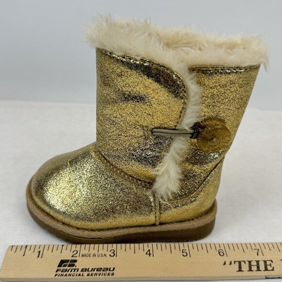 Circo Toddler Gold Faux Fur-Lined Winter Boots Size 5 - Picture 12 of 13